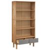 vidaXL Bookcase Brown and Gray Solid Pine Wood, Engineered Wood Medium