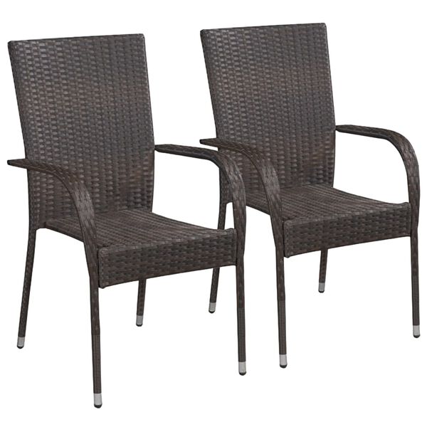 vidaXL Dining Set Brown Poly rattan, powder-coated steel, glass Medium