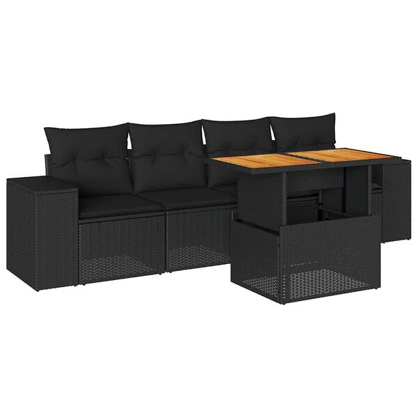 vidaXL Garden Sofa Set Black