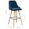 vidaXL Bar Chair Set of 2 Blue Velvet (100% polyester), solid beech wood