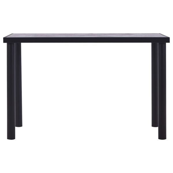 vidaXL Dining Table Black and Concrete Grey MDF, Powder-Coated Metal