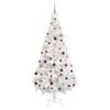 vidaXL Artificial Pre-lit Christmas Tree with Ball Set White 70.9" PVC
