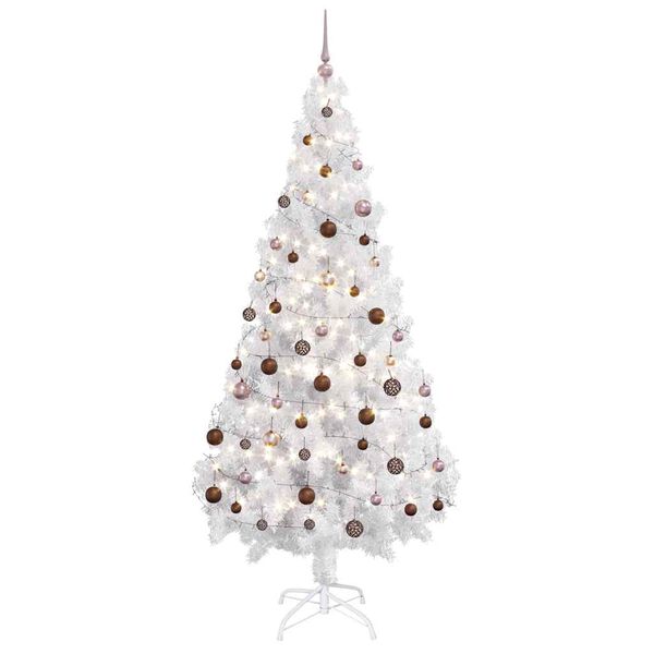 vidaXL Artificial Pre-lit Christmas Tree with Ball Set White 70.9" PVC