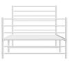vidaXL Bed Frame White Powder-Coated Steel Twin Bed Frame Rectangular