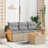 vidaXL Garden Sofa Set Beige PE rattan Large Adjustable Feet