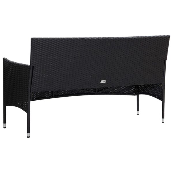 vidaXL Sofa Set Black PE (polyethylene) rattan Medium Removable Covers