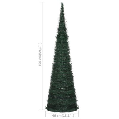 vidaXL Pop-up String Artificial Christmas Tree with LED Green 5 ft