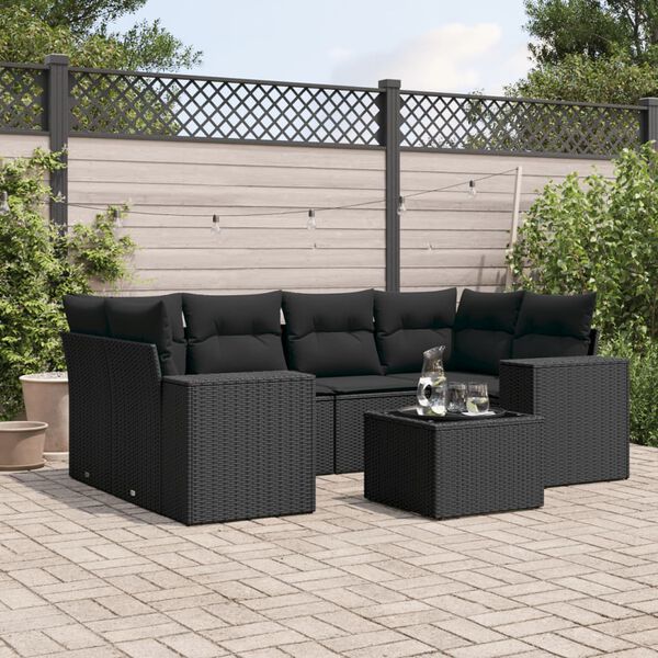 vidaXL Garden Sofa Set Black PE Rattan Large Modular Garden Sofa Set