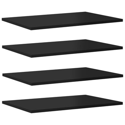 vidaXL Bookshelf Boards 4 pcs High Gloss Black 23.6"x15.7"x0.6" Engineered Wood