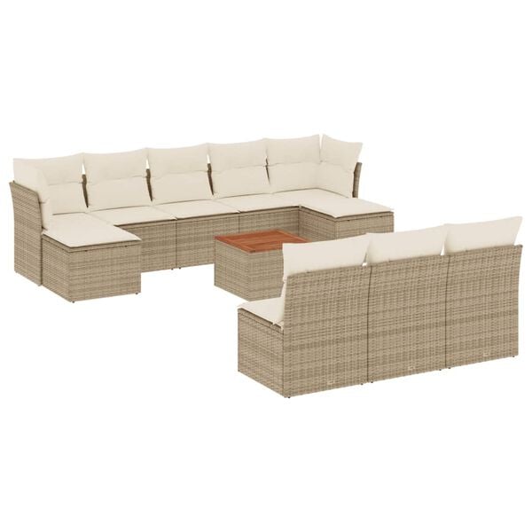 vidaXL Garden Sofa Set Beige PE Rattan Large Modular Garden Sofa Set
