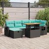 vidaXL 7 Piece Patio Sofa Set with Cushions Brown Poly Rattan Acacia