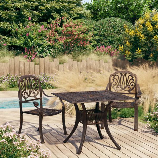 vidaXL Bistro Set Bronze Cast Aluminum Medium Durable Bistro Set