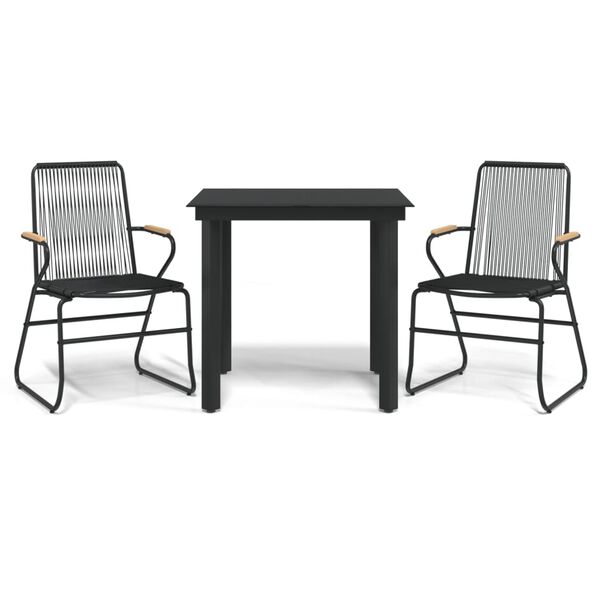 vidaXL Garden Dining Set Black PVC Rattan Small Durable