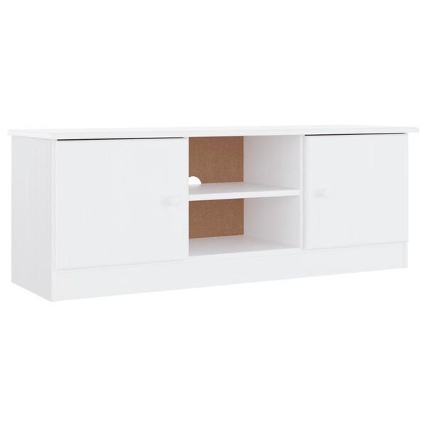 vidaXL TV Cabinet White Solid Pine Wood Medium TV Cabinet Rectangular