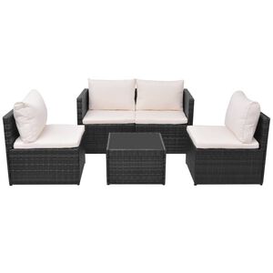 vidaXL Garden Furniture Set Black, Cream White