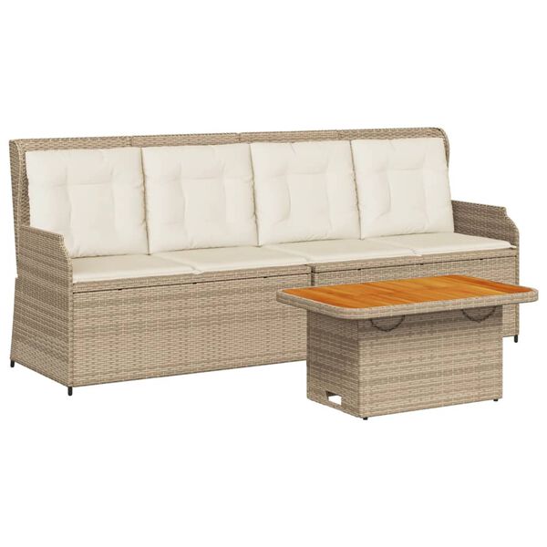 vidaXL Patio Lounge Set Beige Poly Rattan Compact Adjustable Feet