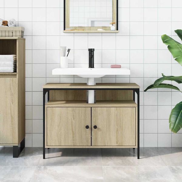 vidaXL Bathroom Sink Cabinet Sonoma oak Engineered Wood Medium