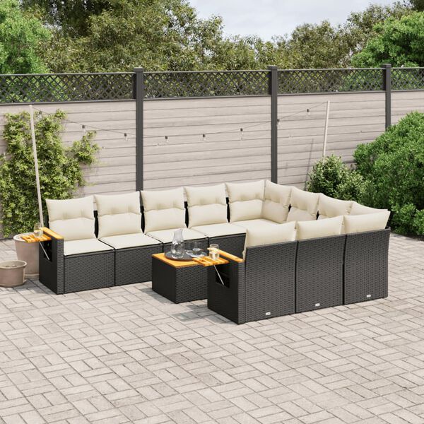 vidaXL Sofa Set Black and Cream White