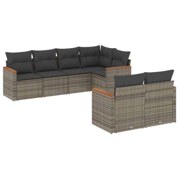 vidaXL Garden Sofa Set Grey PE Rattan 7 Piece Modular Garden Sofa Set
