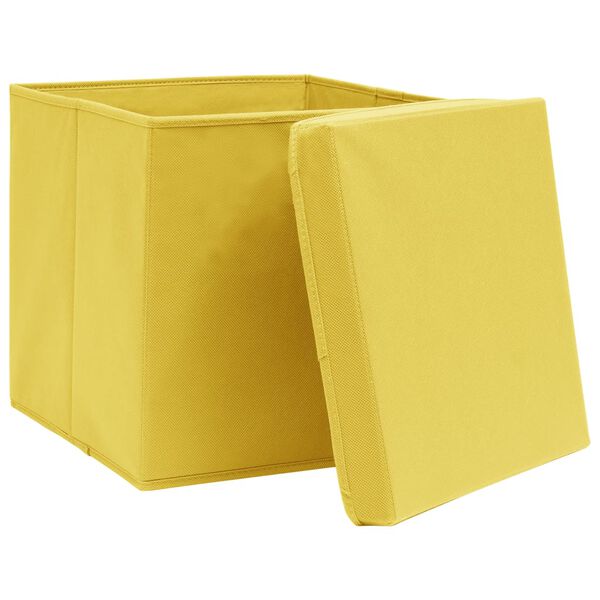 vidaXL Storage Box Set of 10 Yellow Non-woven fabric (100% polyester)