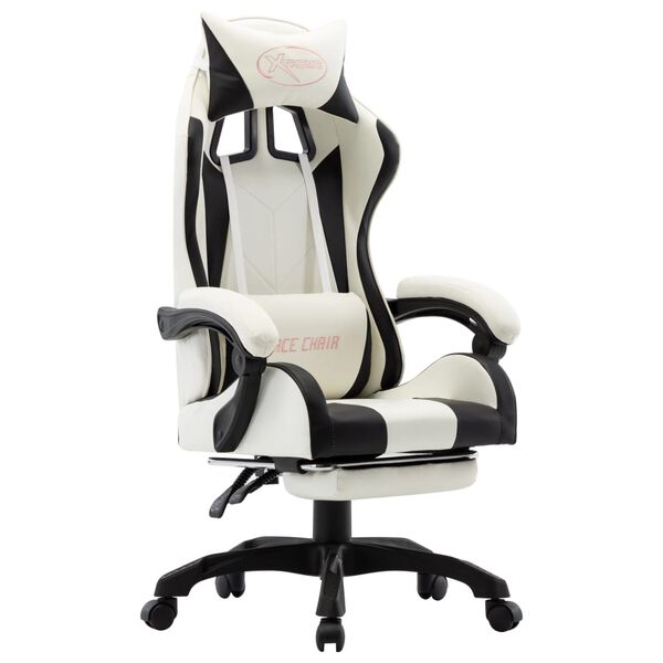 vidaXL Racing Chair Black and White Faux leather (PVC, polyester, cotton)
