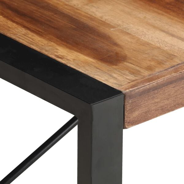 vidaXL Coffee Table Natural Wood, Black Solid Acacia Wood, Rubberwood, Steel