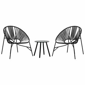 vidaXL Garden Chair Set Black Poly Rattan, Powder-Coated Steel Medium
