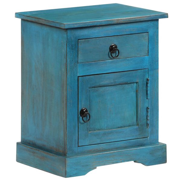 vidaXL Bedside Table Blue Solid Mango Wood Bedside Table Rectangular