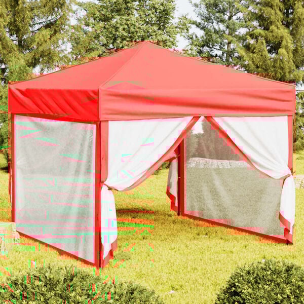 vidaXL Folding Party Tent with Sidewalls Red 9.8'x9.8'