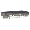 vidaXL Garden Lounge Set Gray PE rattan, powder-coated steel, polyester