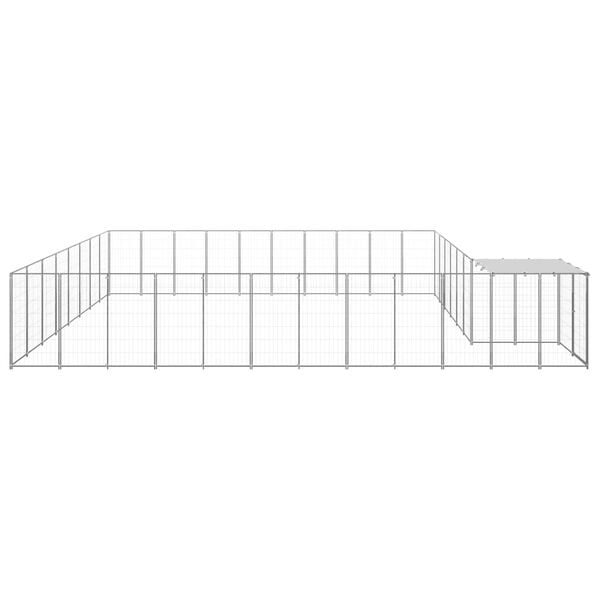 vidaXL Dog Kennel Silver Powder-Coated Steel 273.9 ft&sup2; Durable