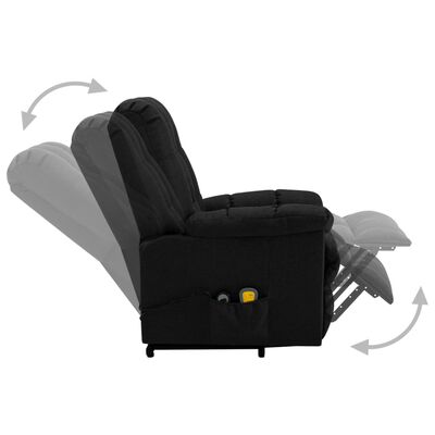 vidaXL Power Lift Massage Recliner Black Fabric