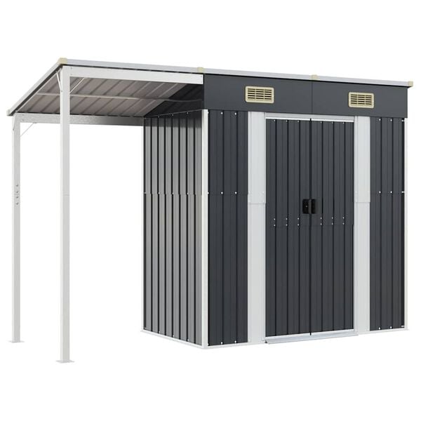 vidaXL Garden Shed Anthracite Galvanized steel, plastic Large