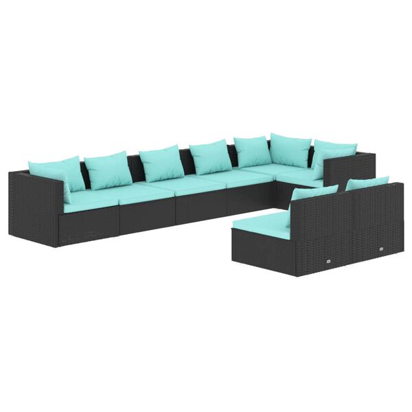 vidaXL Garden Lounge Set Black PE Rattan Large Modular