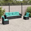 vidaXL Garden Sofa Set Black PE rattan Large Adjustable Feet