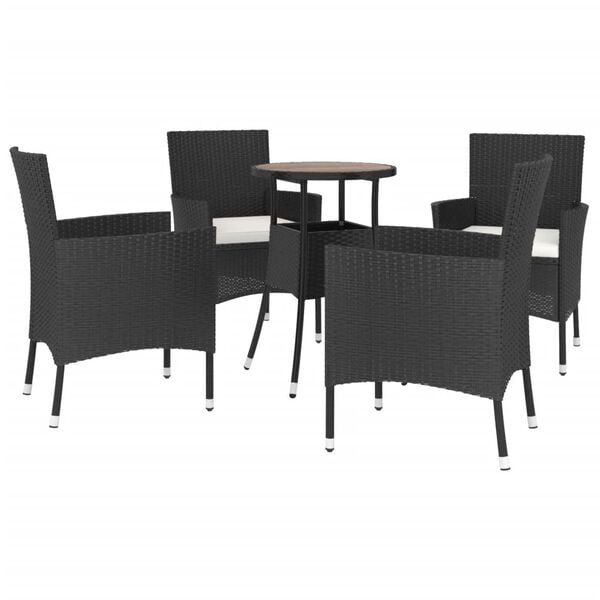 vidaXL Garden Bistro Set Black Poly rattan Medium Durable