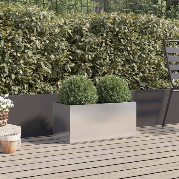 vidaXL Planter Silver Stainless Steel Medium Durable Planter