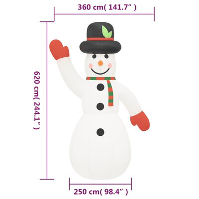 vidaXL Inflatable Snowman with LEDs 20 ft