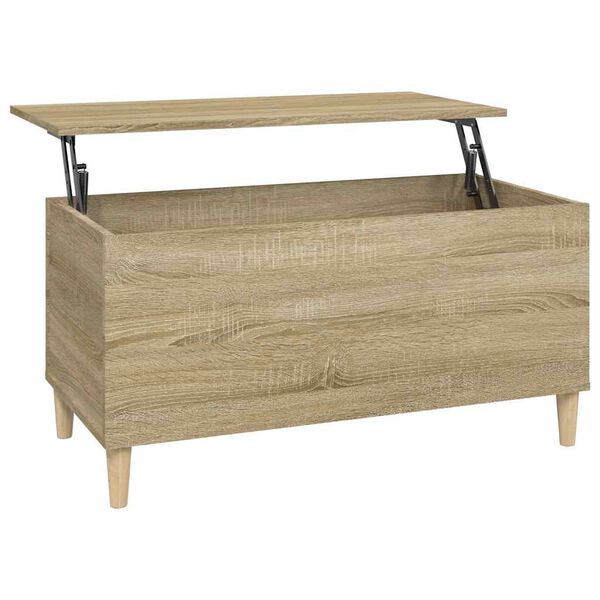 vidaXL Coffee Table Sonoma oak Engineered wood, solid eucalyptus wood