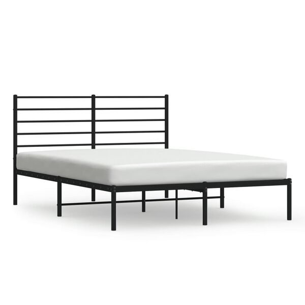 vidaXL Bed Frame Black Powder-Coated Steel Double Bed Frame