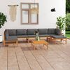 vidaXL Garden Lounge Set Grey Solid teak wood, 100% polyester fabric Large