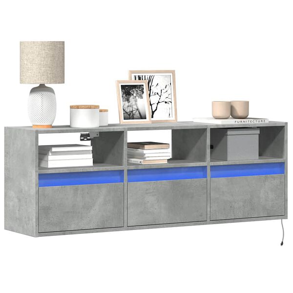 vidaXL TV Wall Cabinet Concrete Gray Engineered Wood Medium