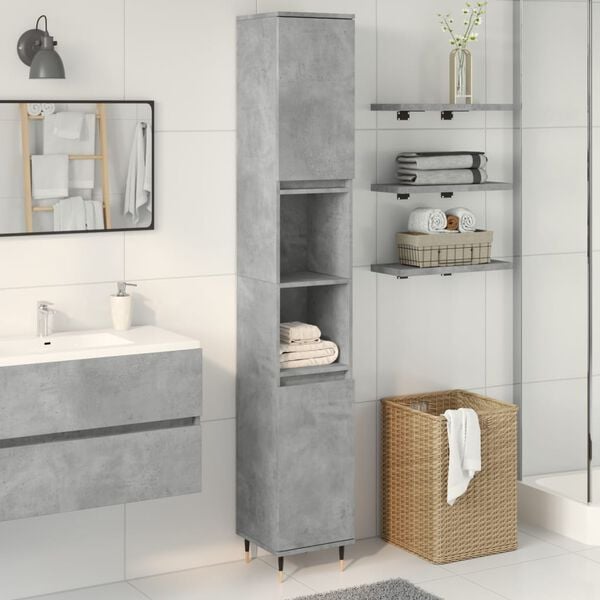 vidaXL Bathroom Cabinet Concrete gray Engineered wood, iron Tall