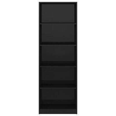 vidaXL 5-Tier Book Cabinet High Gloss Black 23.6"x9.4"x68.9" Engineered Wood