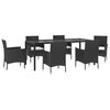 vidaXL 7 Piece Patio Dining Set with Cushions Black Poly Rattan