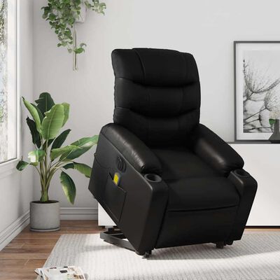  Fully assembled black recliner in a room with plants