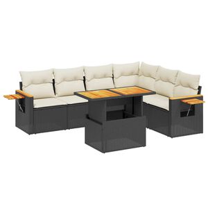 vidaXL Garden Sofa Set Black, Cream White