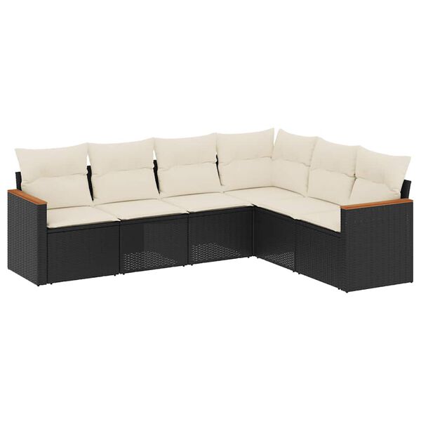 vidaXL Garden Sofa Set Black, Cream White PE Rattan Large Modular