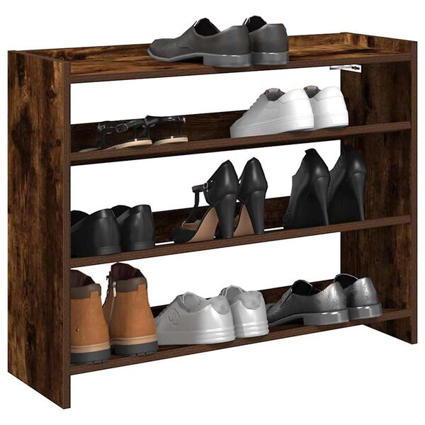vidaXL Shoe Rack Smoked Oak Engineered Wood Slim Shoe Rack Rectangular
