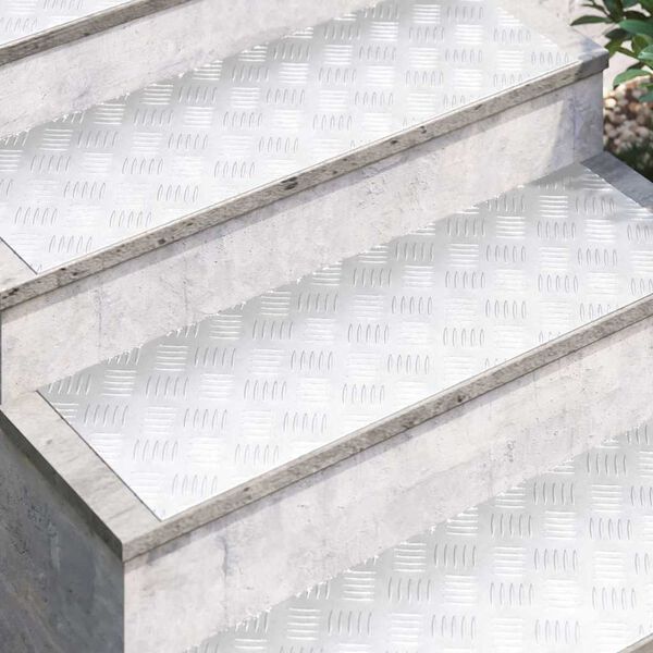 vidaXL Stair Tread Rectangular 4 pcs Silver 35.43 x 11.81 in Aluminium